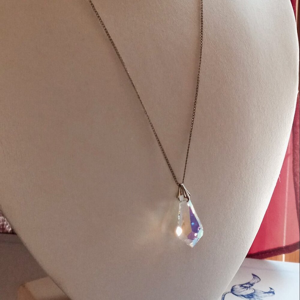 🔥🔥Stunning Vintage Sparkling Teardrop Aurora Crystal Pendant Necklace🔥🔥 - Picture 5 of 9
